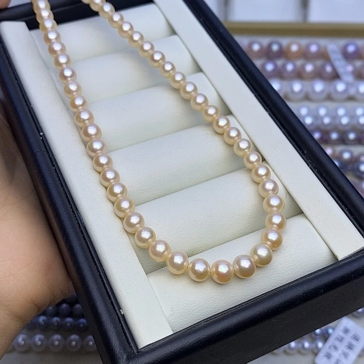 颈饰淡水珍珠未镶嵌5.5-6奶油金