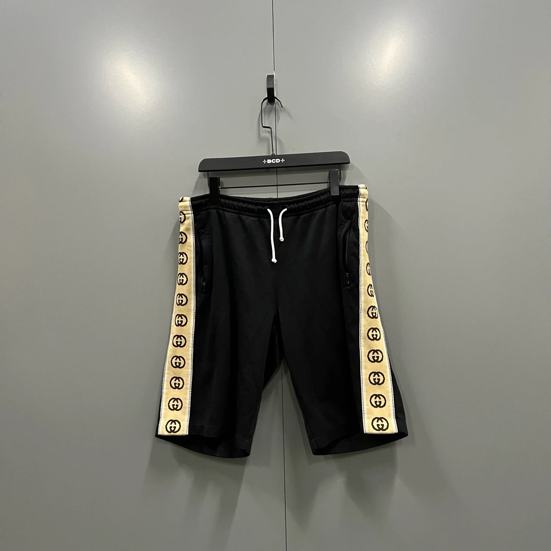 (ll) GUCCI 古驰 侧边双G抽绳短裤 L码/95新/ly101377 勾丝