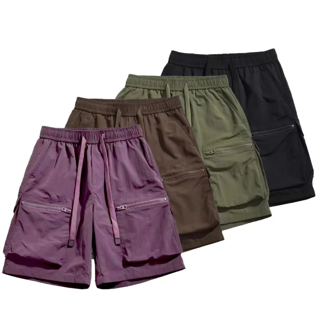 冰氧工装短裤夏季新款潮牌宽松运动冰丝休闲五分裤