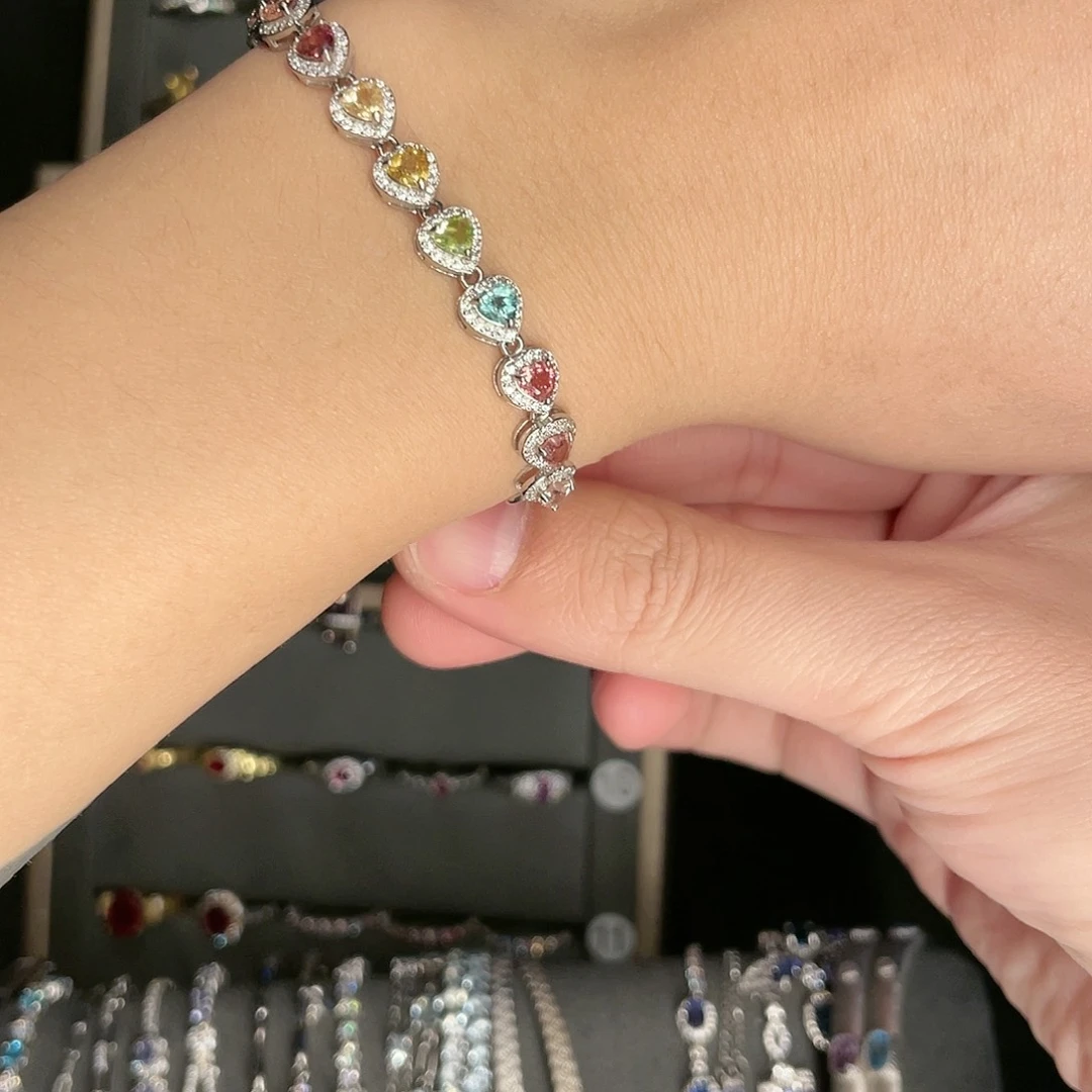 碧玺手链银S925镶嵌哇****哇拍七份