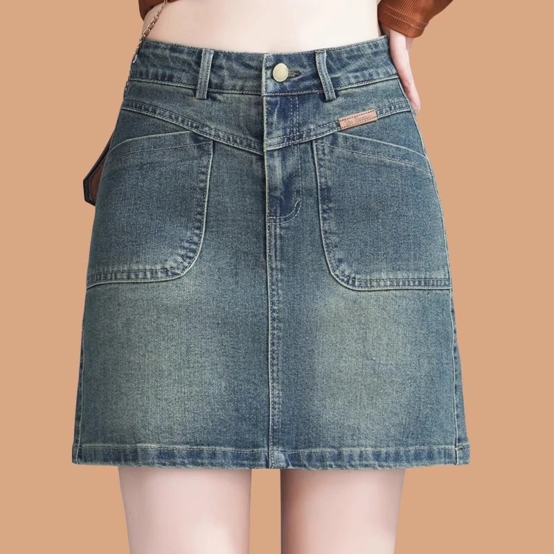牛仔短裙女秋季2025新款高腰显瘦防走光半身裙子小个子春夏Aa字裙