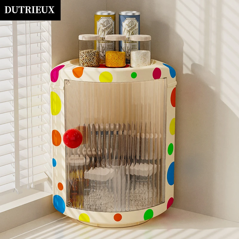 桌面转角收纳柜厨房置物架一体靠墙三角置物柜浴室零食玩具收纳柜