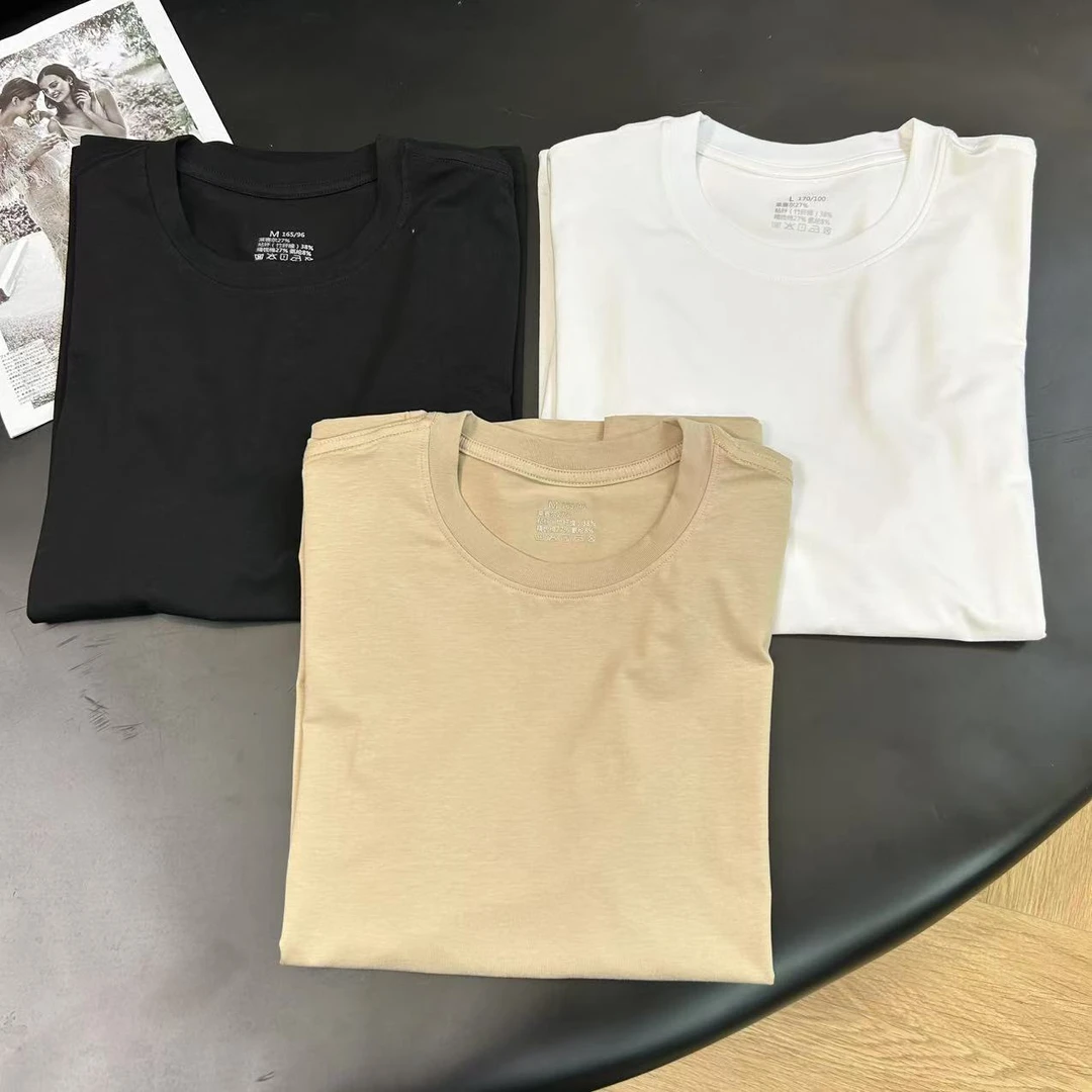 春夏季西新款休闲时尚百搭宽松显瘦圆领纯色短袖H5038