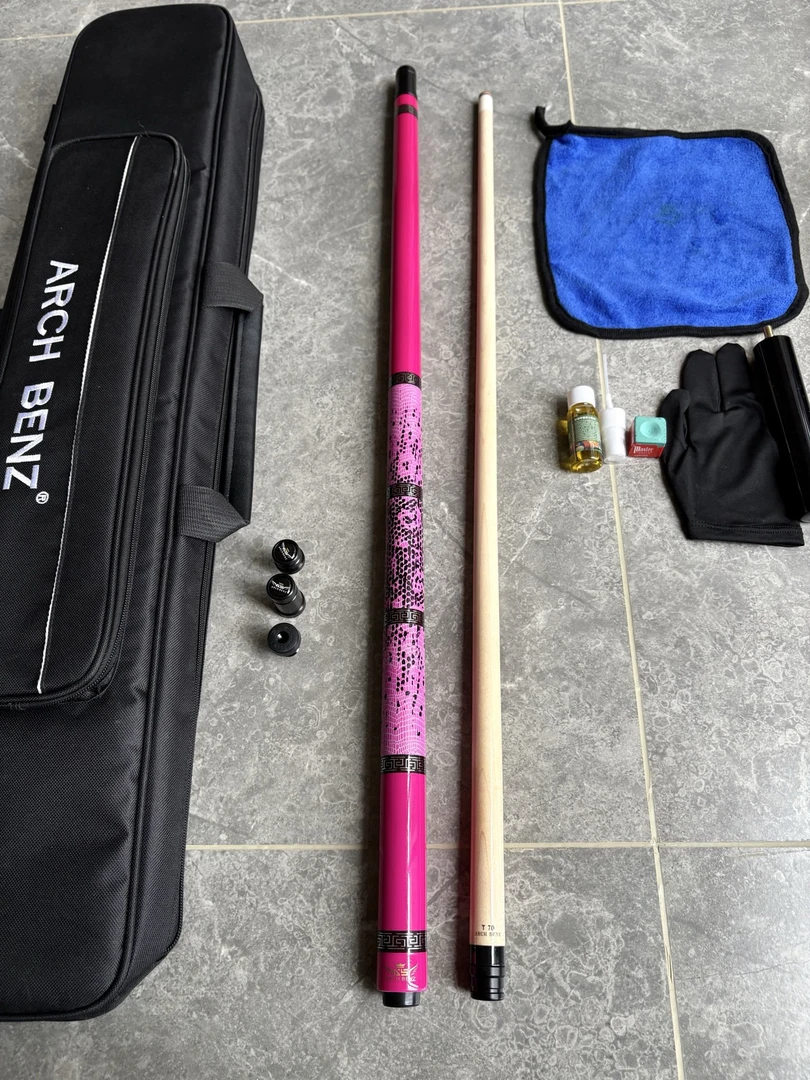 【征途3粉皮把】暗夜玫瑰中式黑八美式九球北美枫木分体台球杆