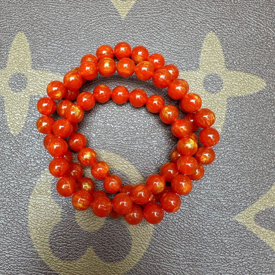 GW0084 橙红菩提三圈手串 （无礼盒）