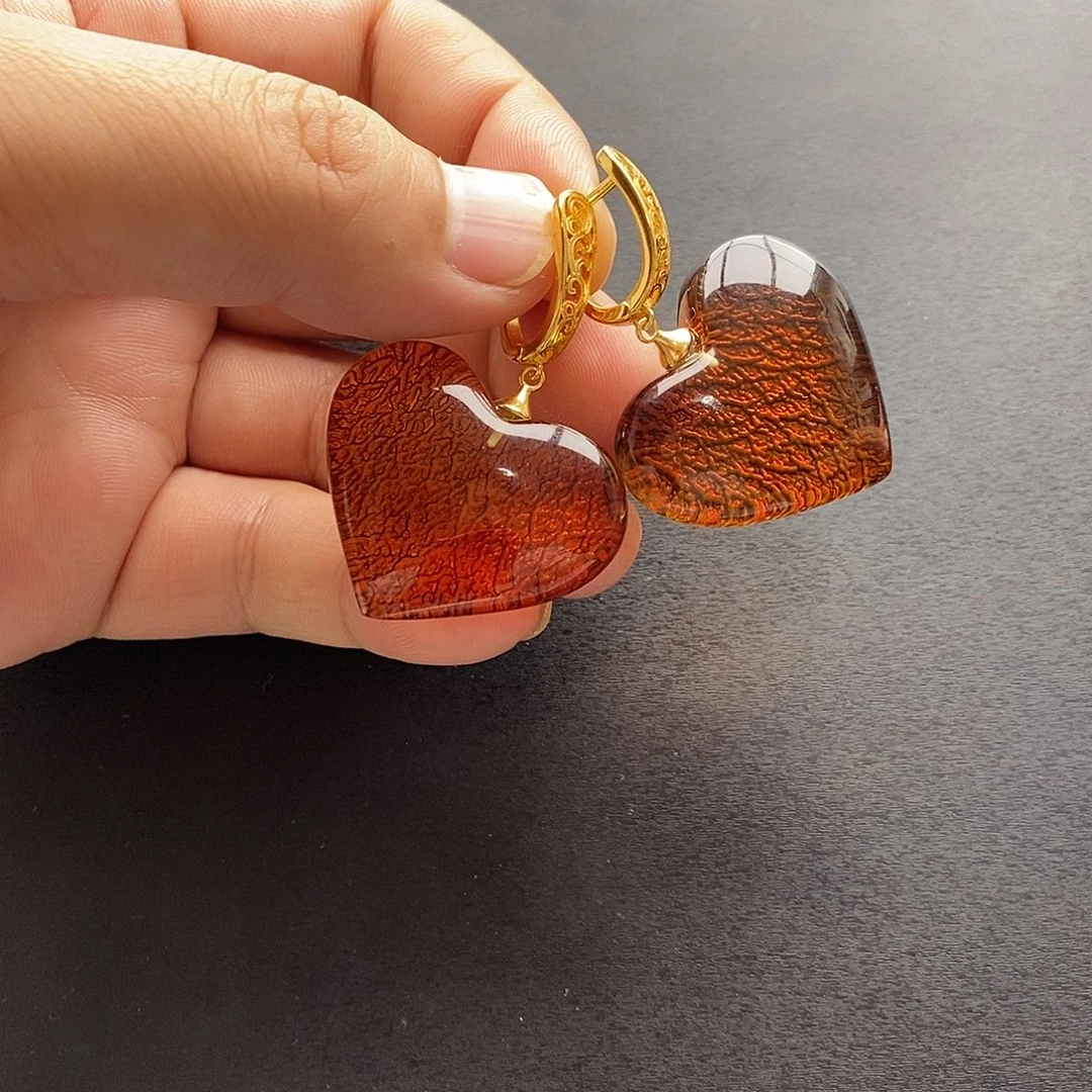 琥珀未镶嵌裸石耳坠