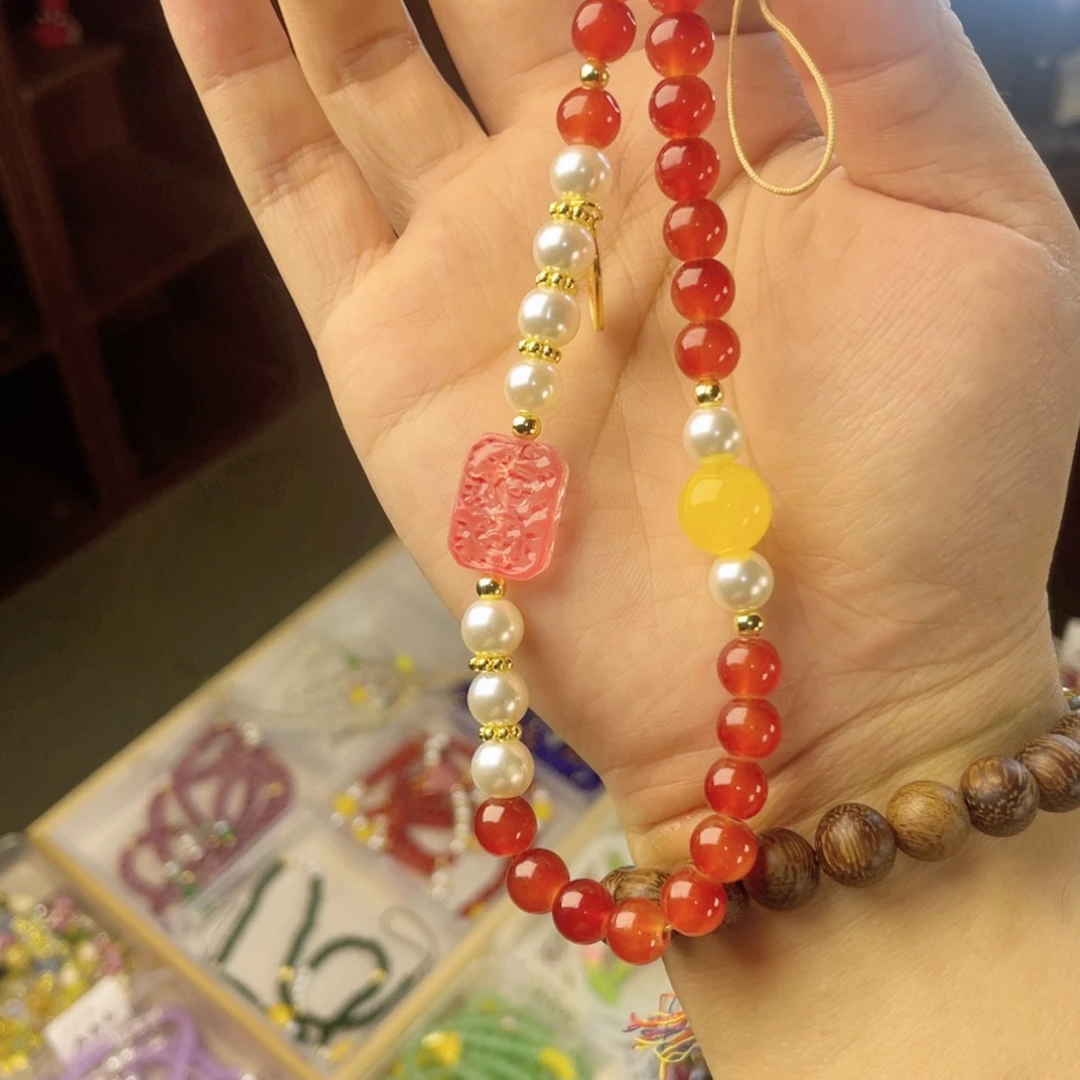 檀香紫檀（小叶紫檀）手串银S925镀金镶嵌