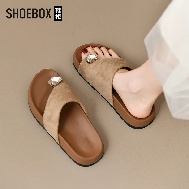 SHOEBOX鞋柜时尚拖鞋女夏外穿洋气时髦2025新款套趾沙滩勃肯鞋