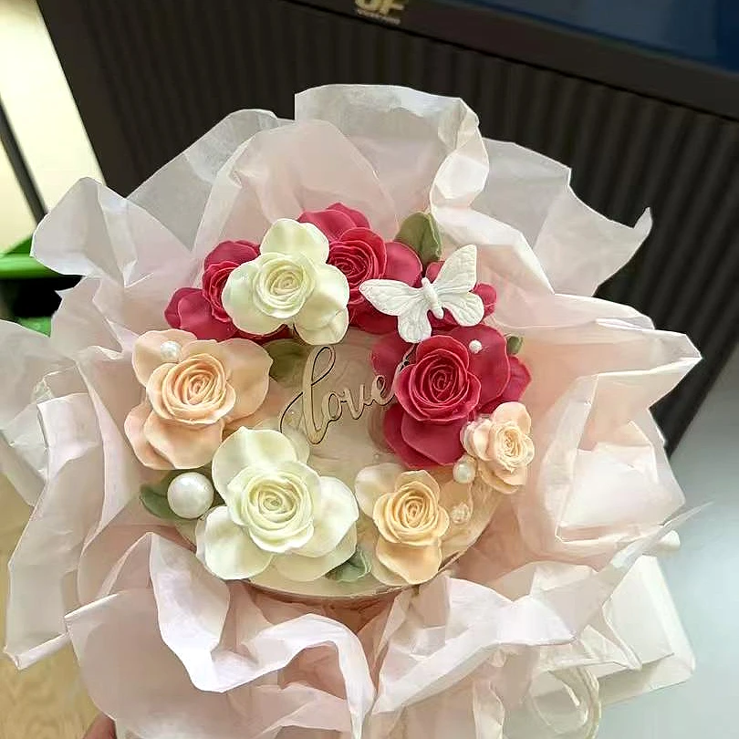 【佳妍老师专属】韩式裱花巧克力成品蛋糕装饰弗洛伊德玫瑰情人节