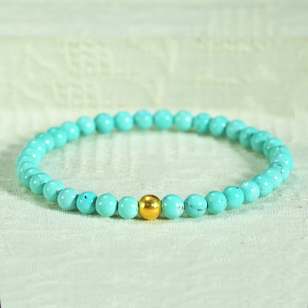 【肖娘子精选】18K金 绿松DIY手串磨砂素金珠 多样性发其一