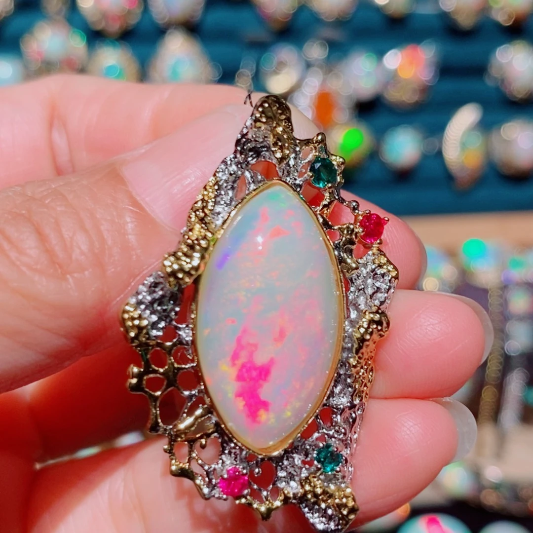 银S925镶嵌欧泊吊坠