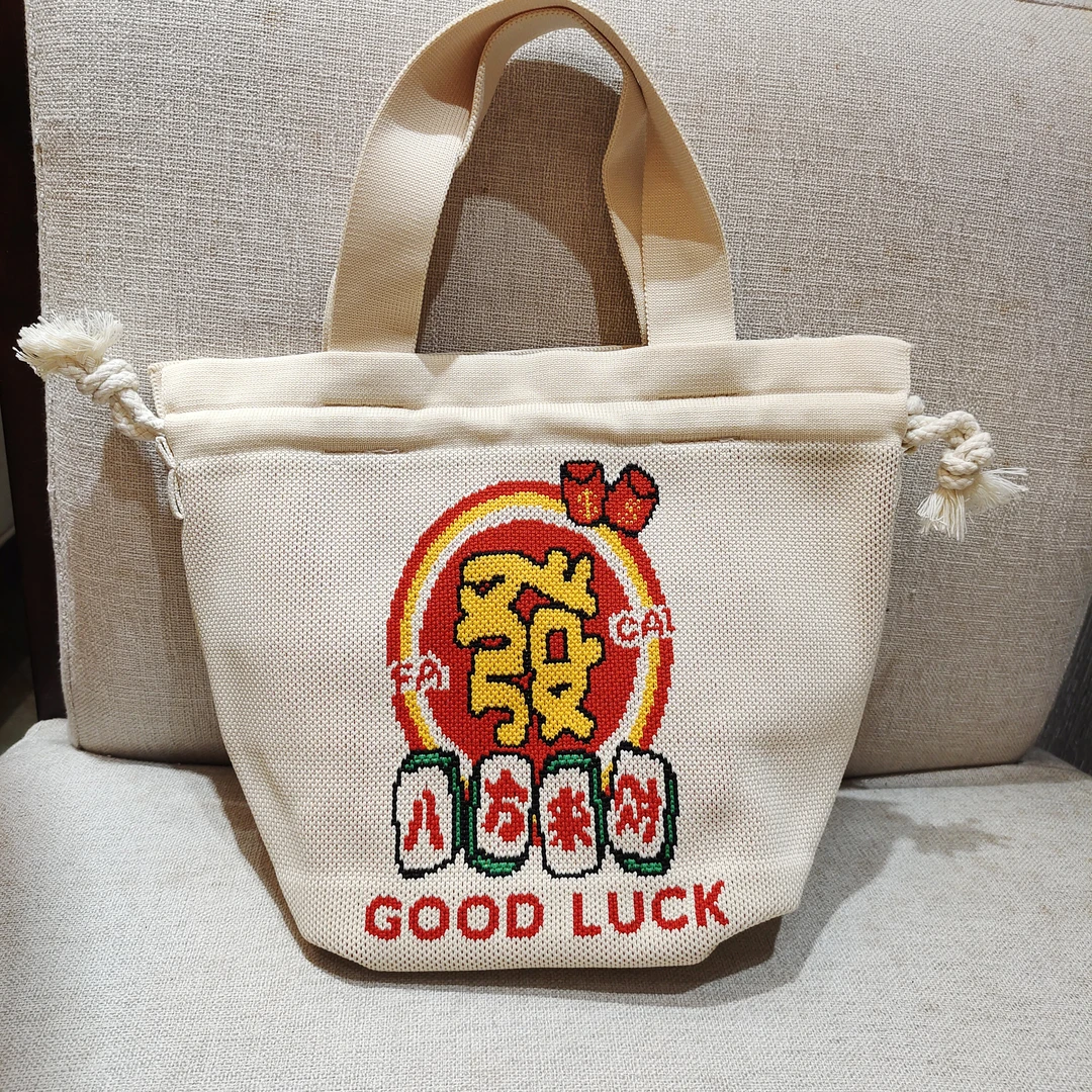 小猫波点图案菜篮子手提包