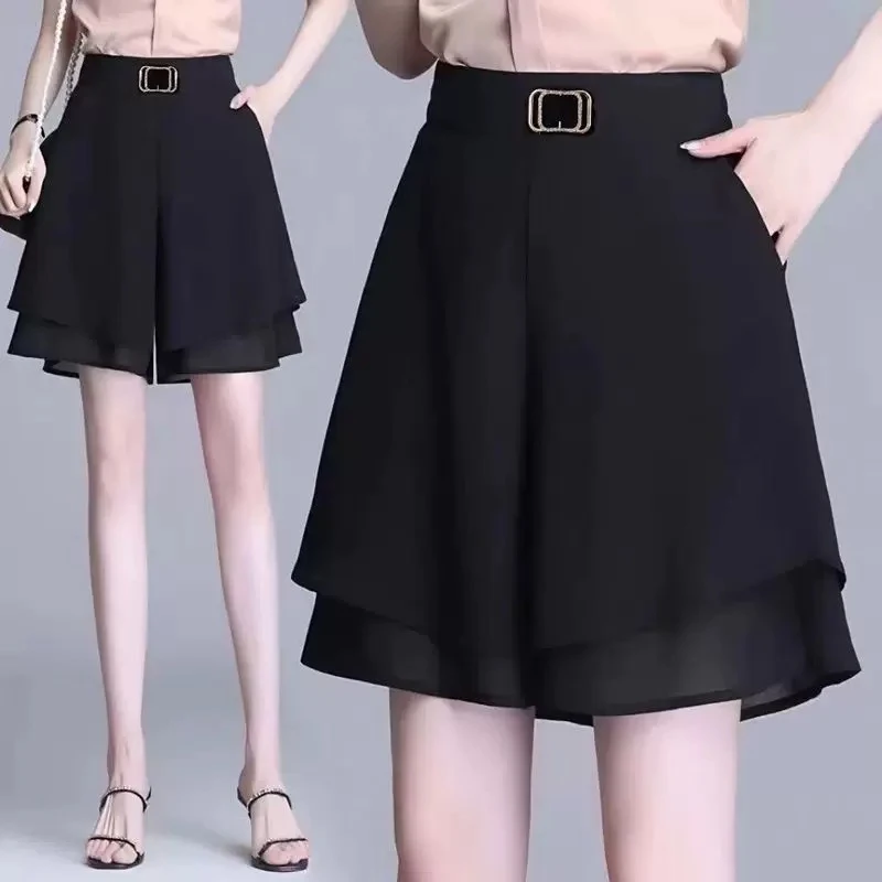 【KK】AS669夏季新款显瘦遮胯松紧腰款气质百搭裤裙