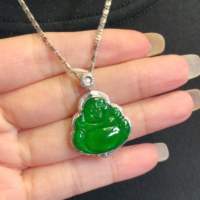 【闪购商品】颈饰18K金镶嵌翡翠佛公