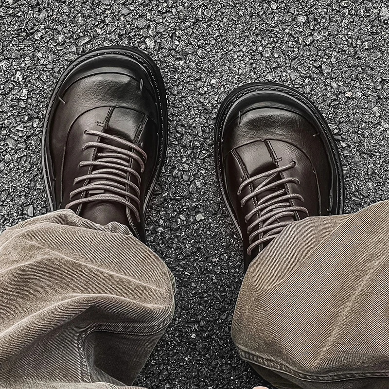 德比鞋男款英伦老钱风棕色大头皮鞋厚底增高百搭通勤商务休闲皮鞋