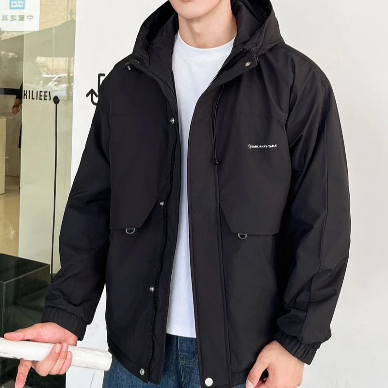 简约都市工装加厚加棉连帽男女情侣款棉服806