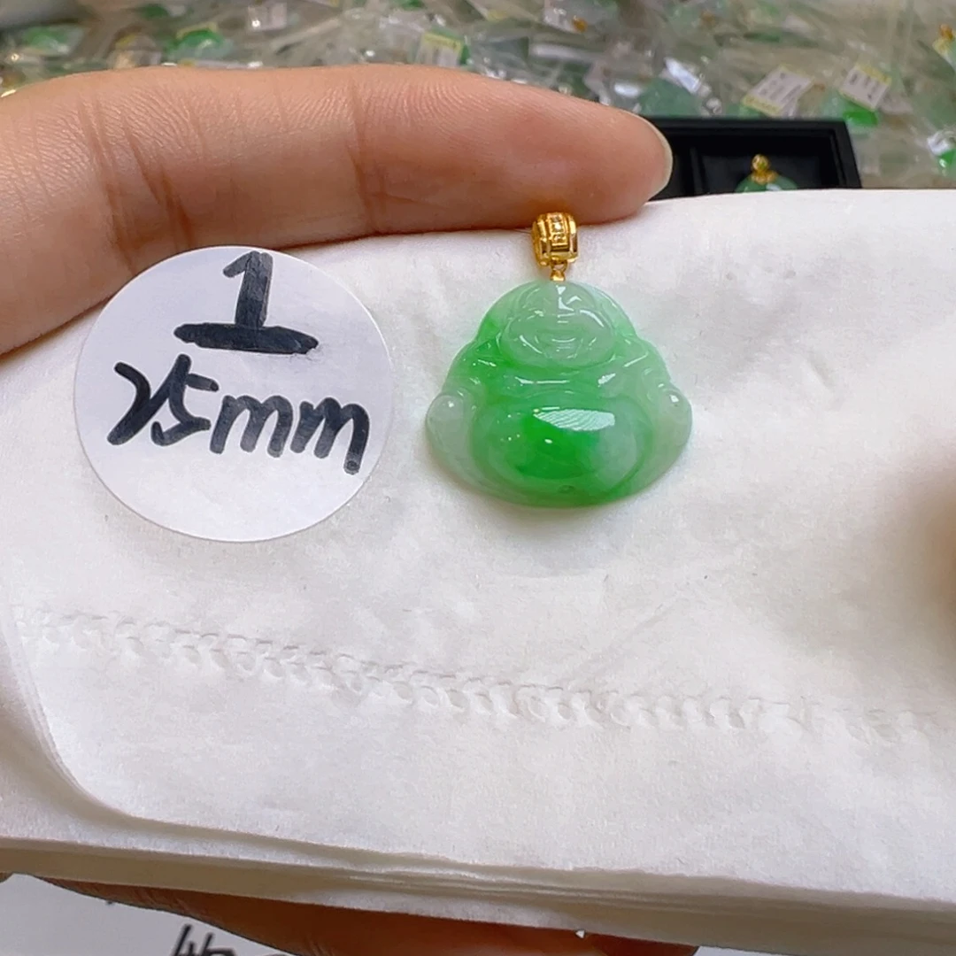 吊坠(不含链)18K金镶嵌翡翠