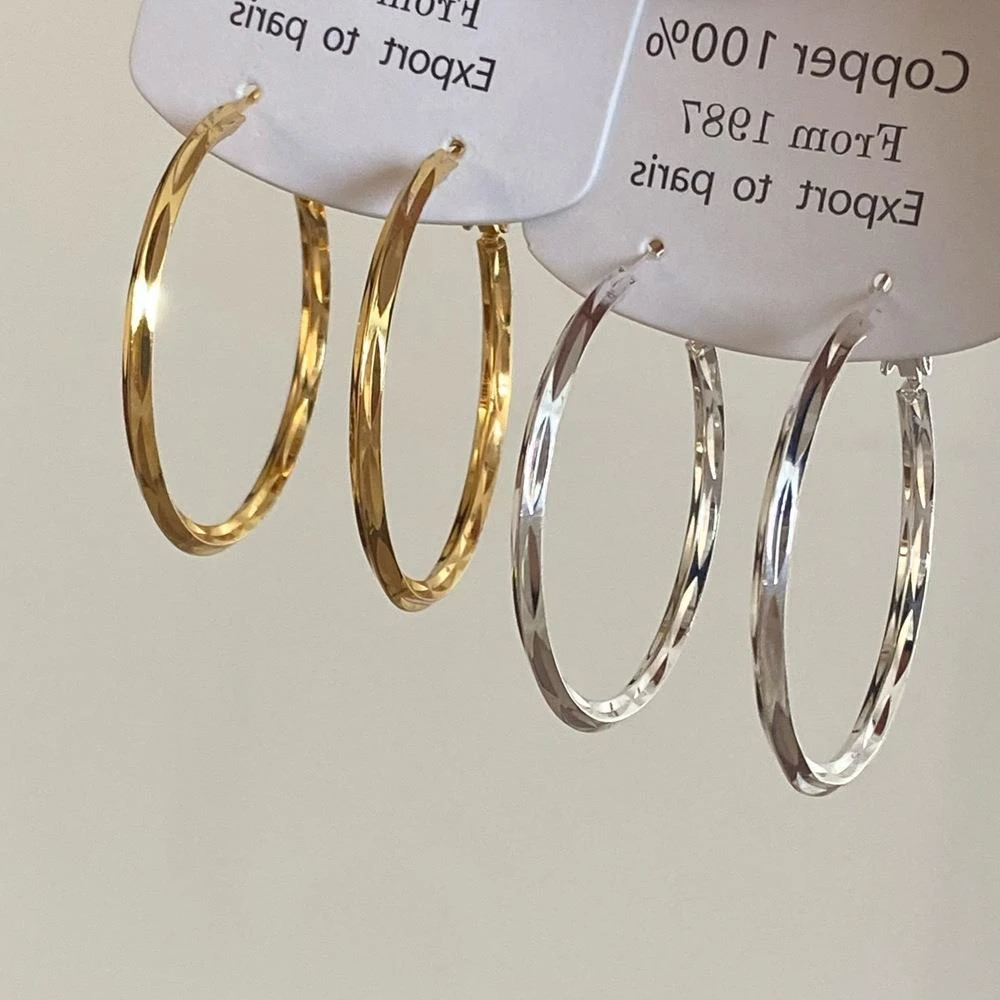 铜合金锆石耳饰 欧美夸张时尚轻奢气质高级感圆圈耳环百搭小众设