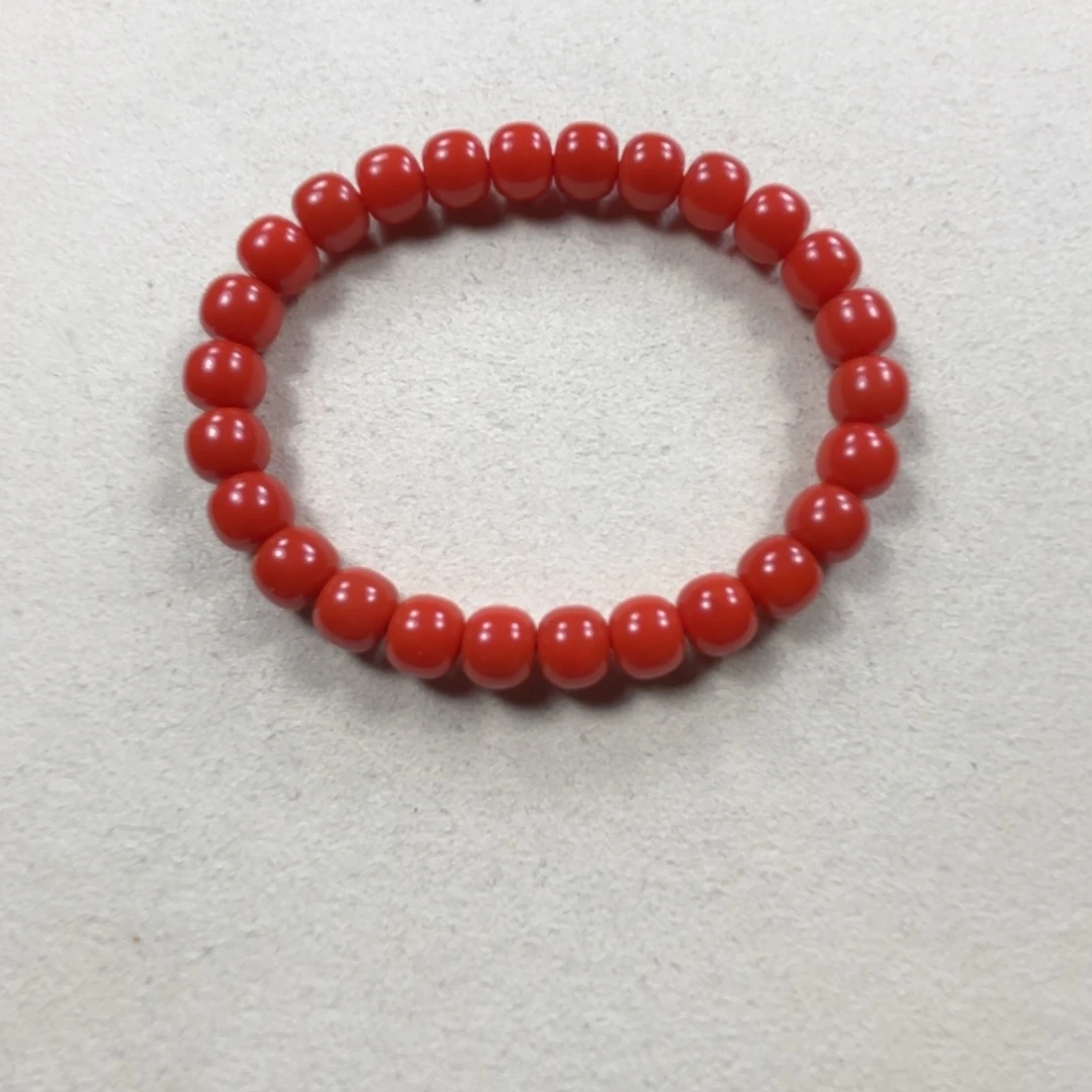 未镶嵌柿子红满肉老型8➕手串南红玛瑙