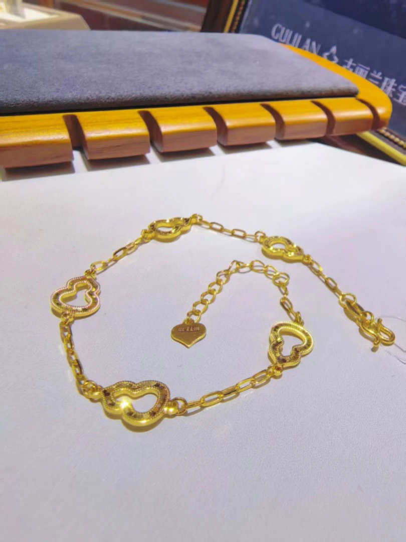 古丽兰 5G足金999  五葫芦蝴蝶百搭时尚款式手链 GLL017