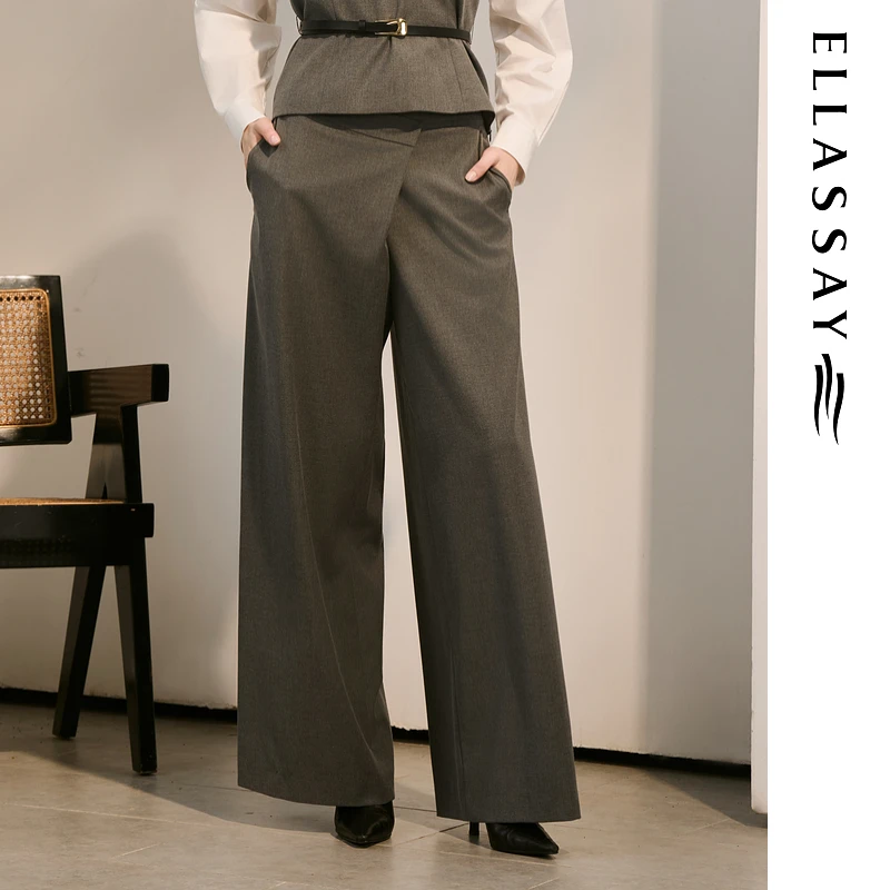 ELLASSAY歌力思2025秋季新款斜襟通勤简约休闲裤女EWD363K00200