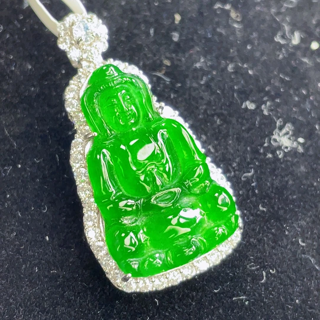 翡翠吊坠(不含链)银S925镶嵌