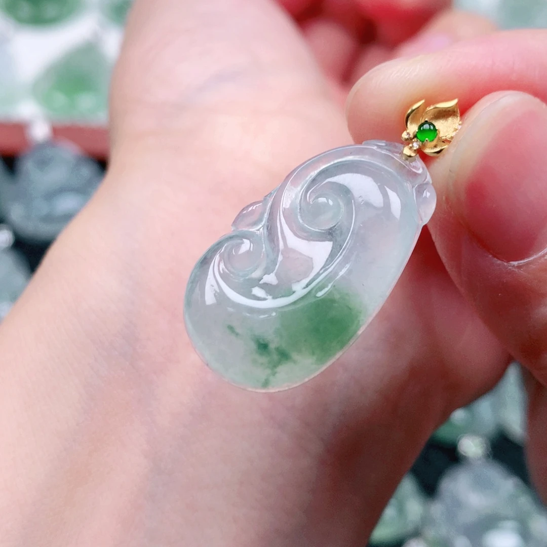 翡翠18K金镶嵌吊坠(不含链)