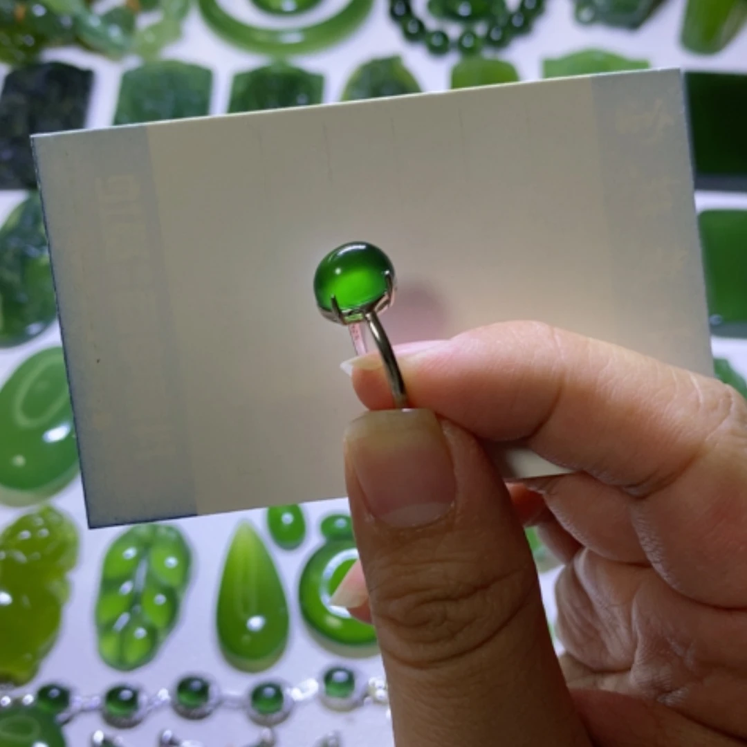 【闪购商品】蛇纹石玉戒指银S925镶嵌