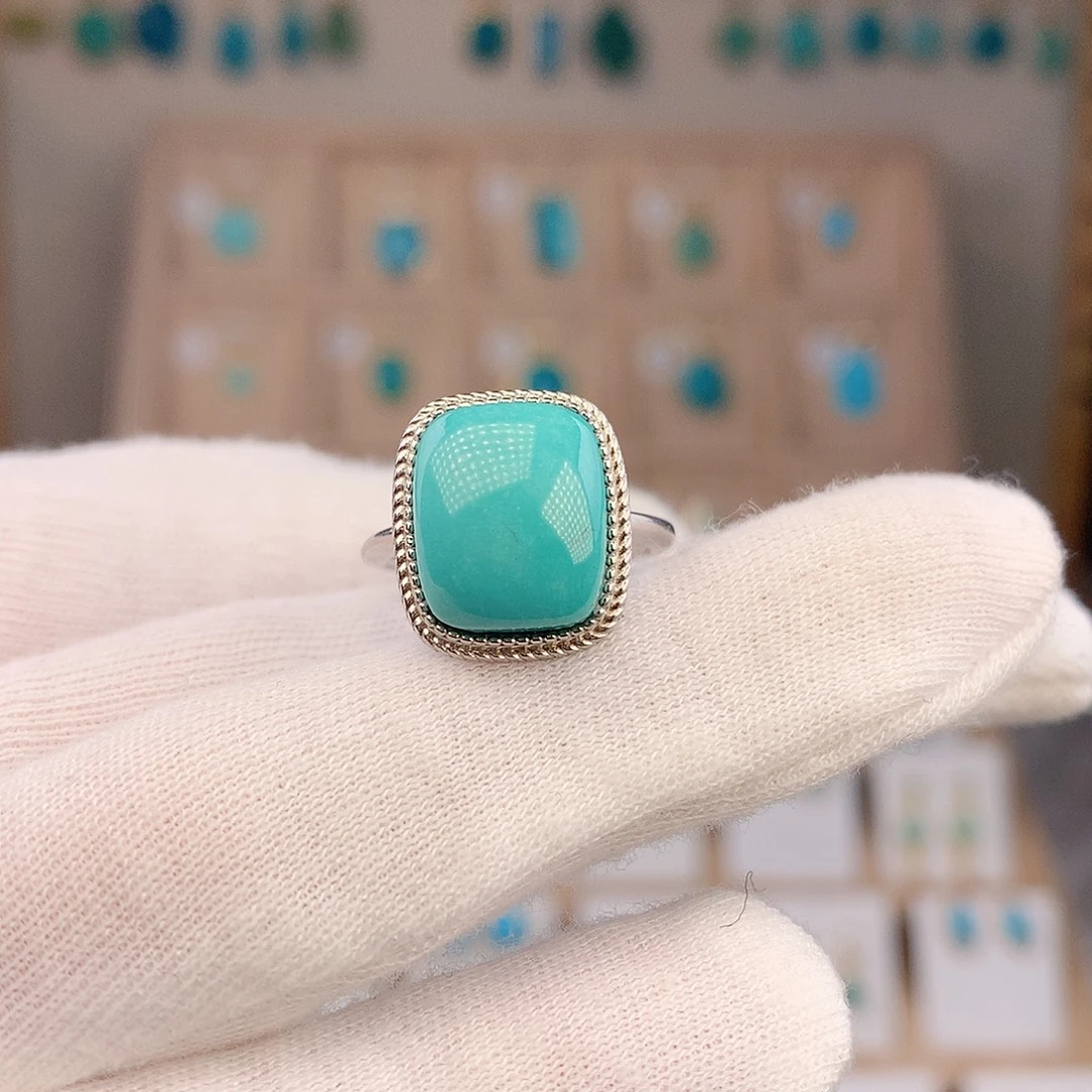 绿松石银S925镶嵌戒指