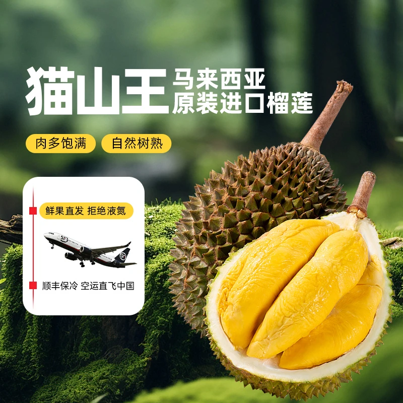 预售【鲜果D197猫山王】马来西亚空运鲜果猫山王榴莲带壳顺丰包邮