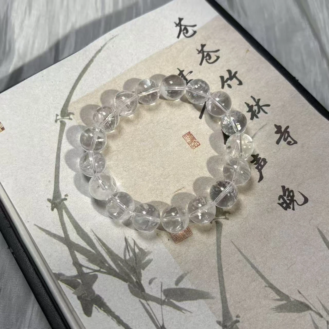 透体彩虹白幽灵天然水晶手串爆闪彩虹片手链-多样性发其一-BY117