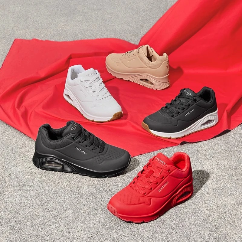 Skechers斯凯奇新款女子简约时尚休闲鞋气垫缓震耐磨运动鞋73690