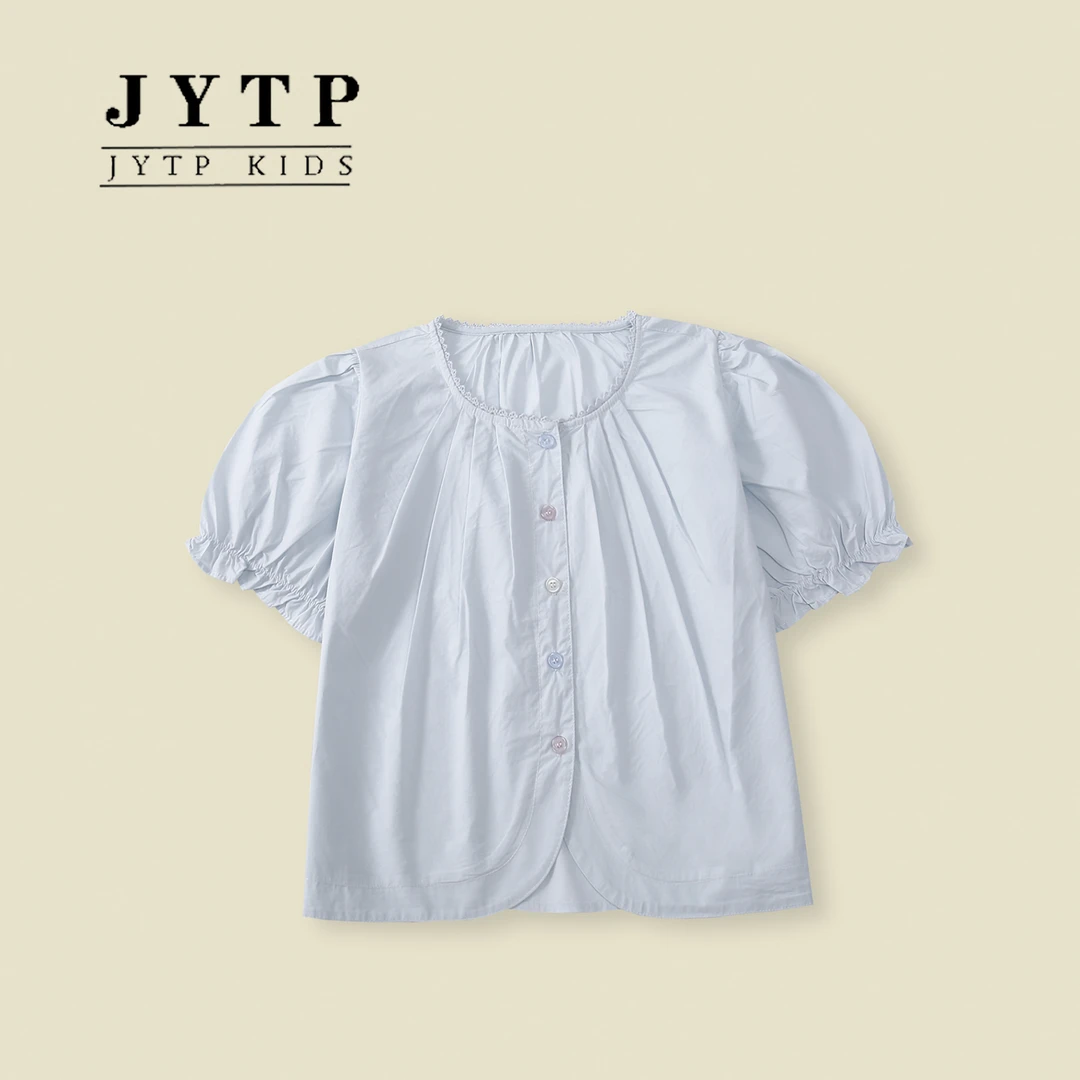 夏季新款女童短袖T恤儿童时尚夏装圆领上衣中大童zb5963简约童品