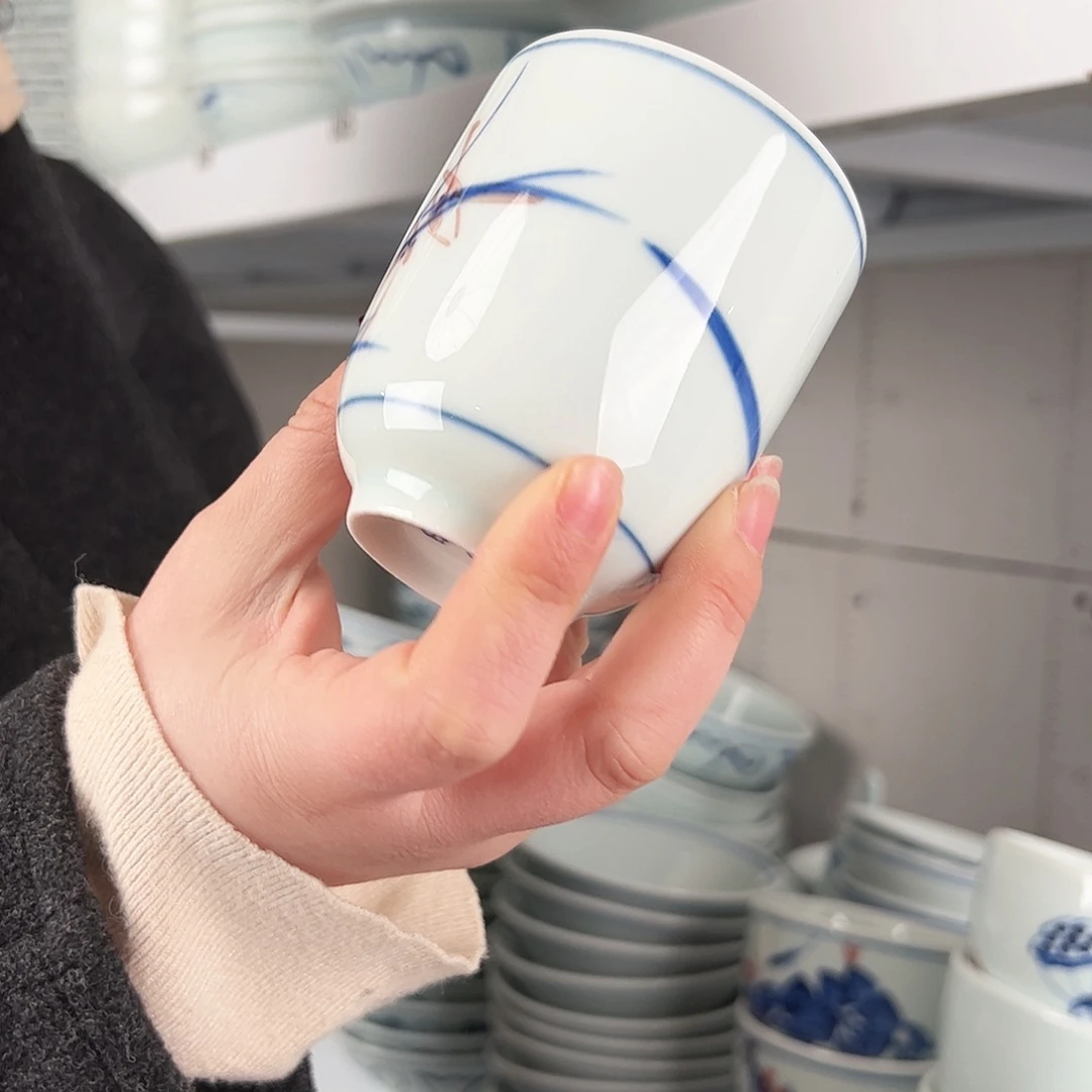 碗微瑕手绘春夏秋冬水杯随机图案