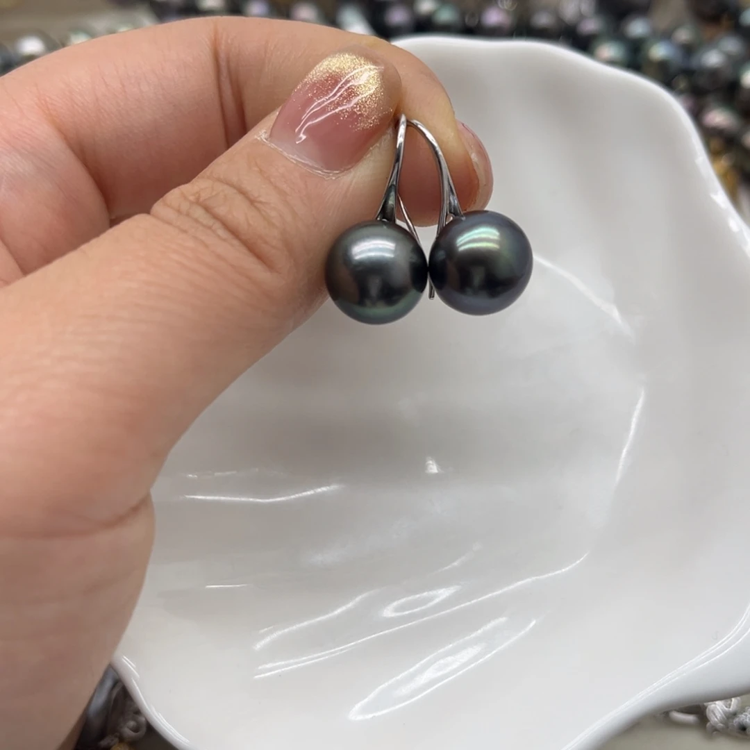 海水珍珠银S925镶嵌耳饰