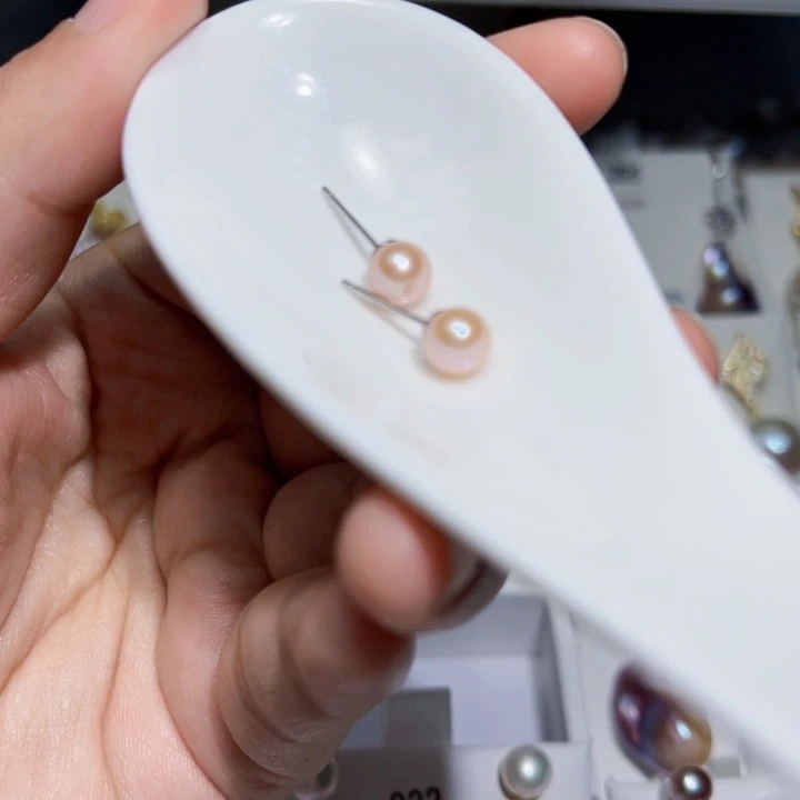淡水珍珠耳饰银S925镶嵌