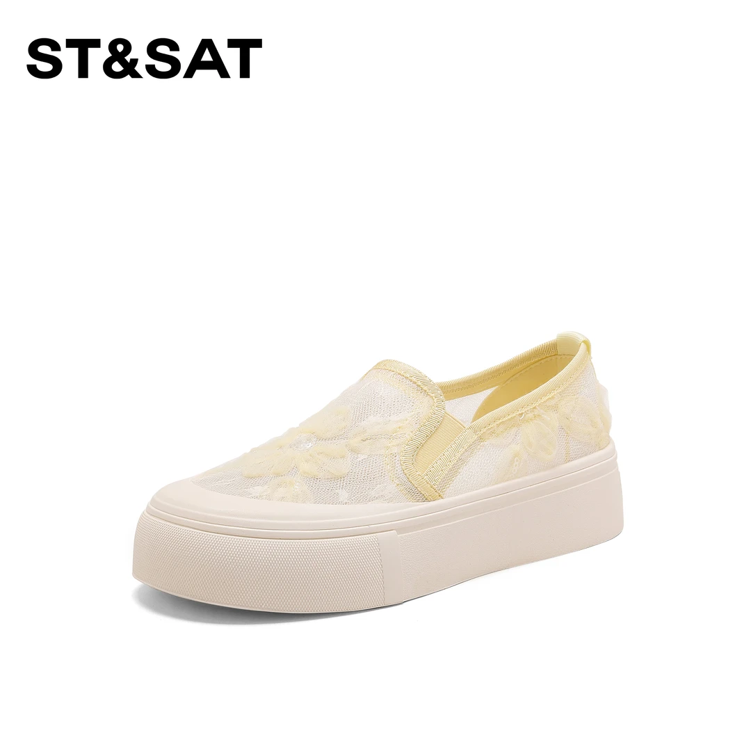 St&Sat/星期六时尚镂空透气休闲鞋2025新款百搭舒适渔夫鞋女潮流