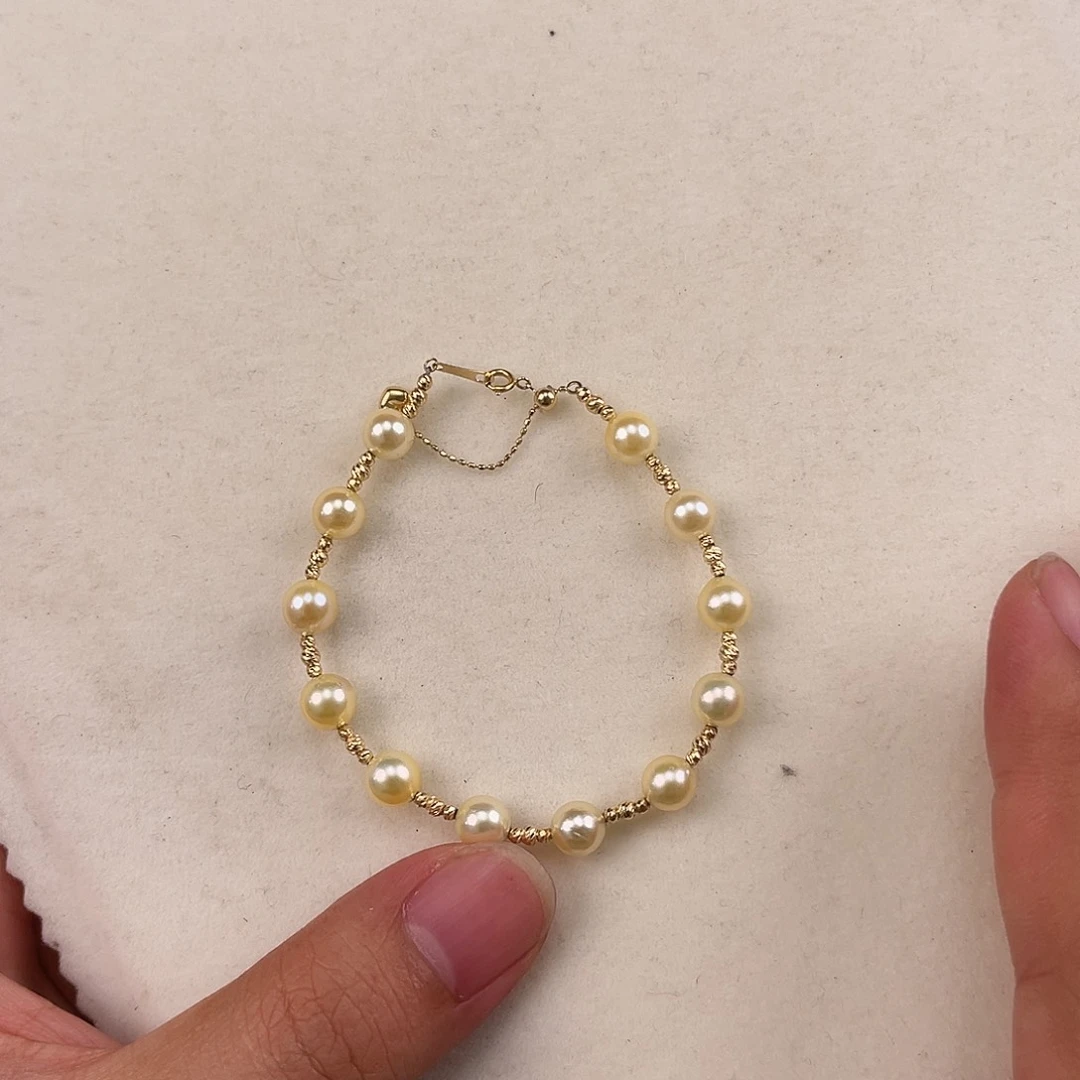 手绳18K金镶嵌海水珍珠
