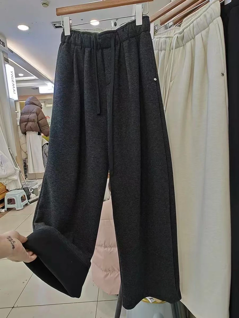 897休闲长裤百搭气质高腰女士黑色春季阔腿宽松裤长75