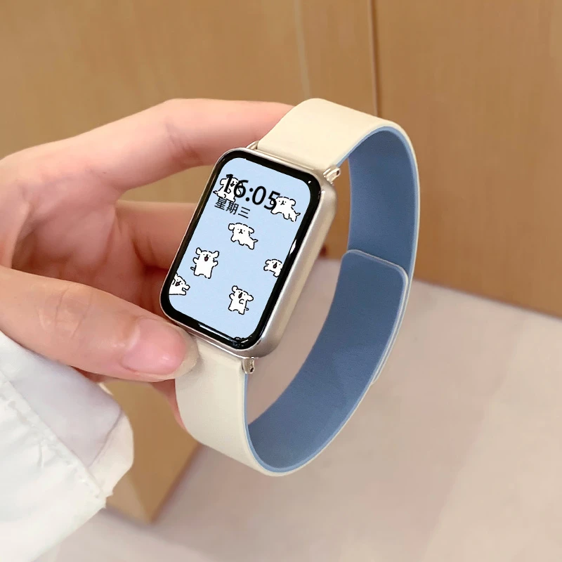 适用小米手环9pro表带新款荔枝纹软磁小米8pro表带运动配件腕带