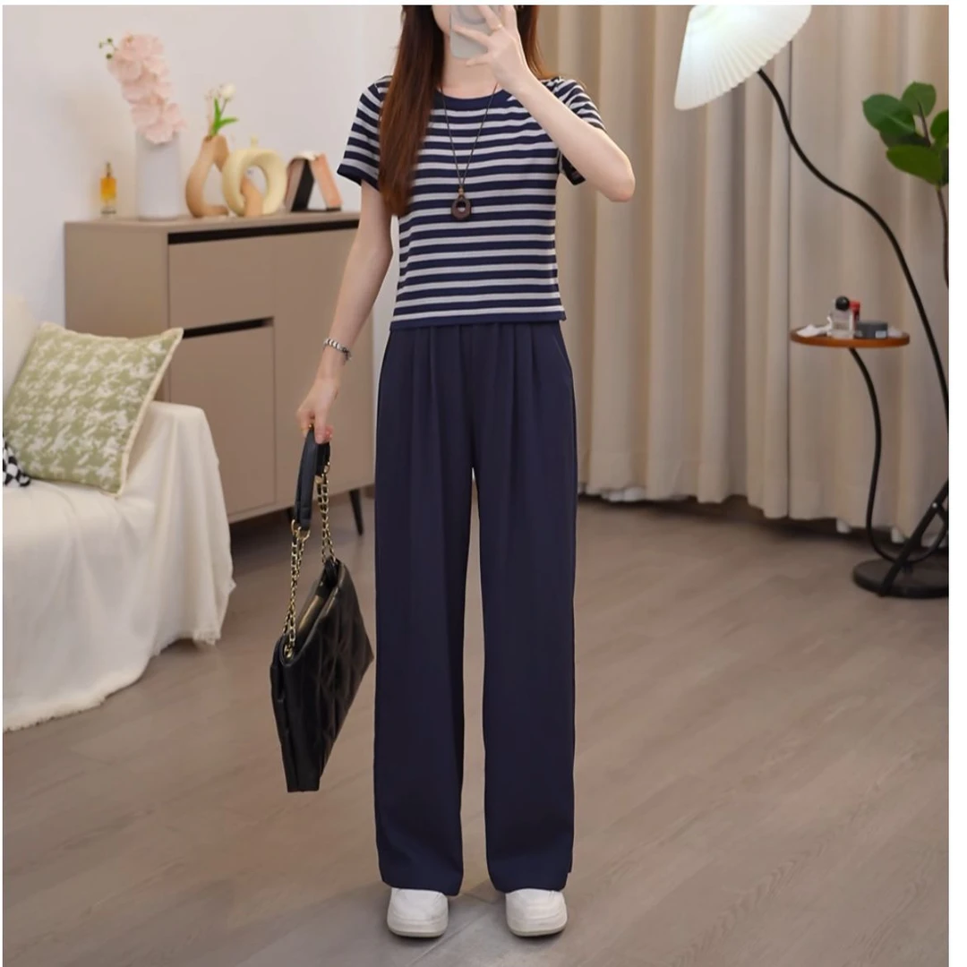 早秋直筒裤小个子显瘦长裤高腰裤休闲时尚裤减龄气质外穿裤子