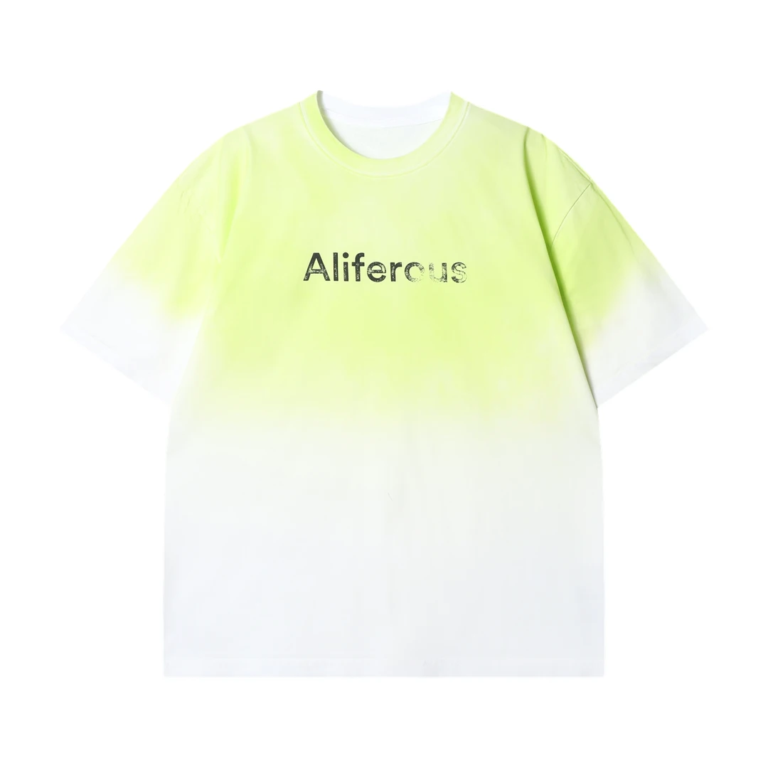 夏季高级感新款潮牌渐变印花字母圆领短袖T恤简约百搭气质上衣