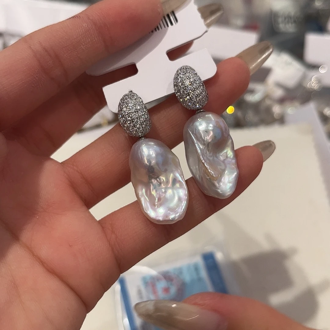 合金淡水珍珠耳饰