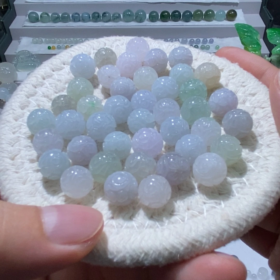翡翠散珠翡翠回纹珠卡10多样性发货78一颗