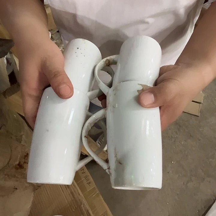 瓷片景德镇陶瓷弯口马克杯4只