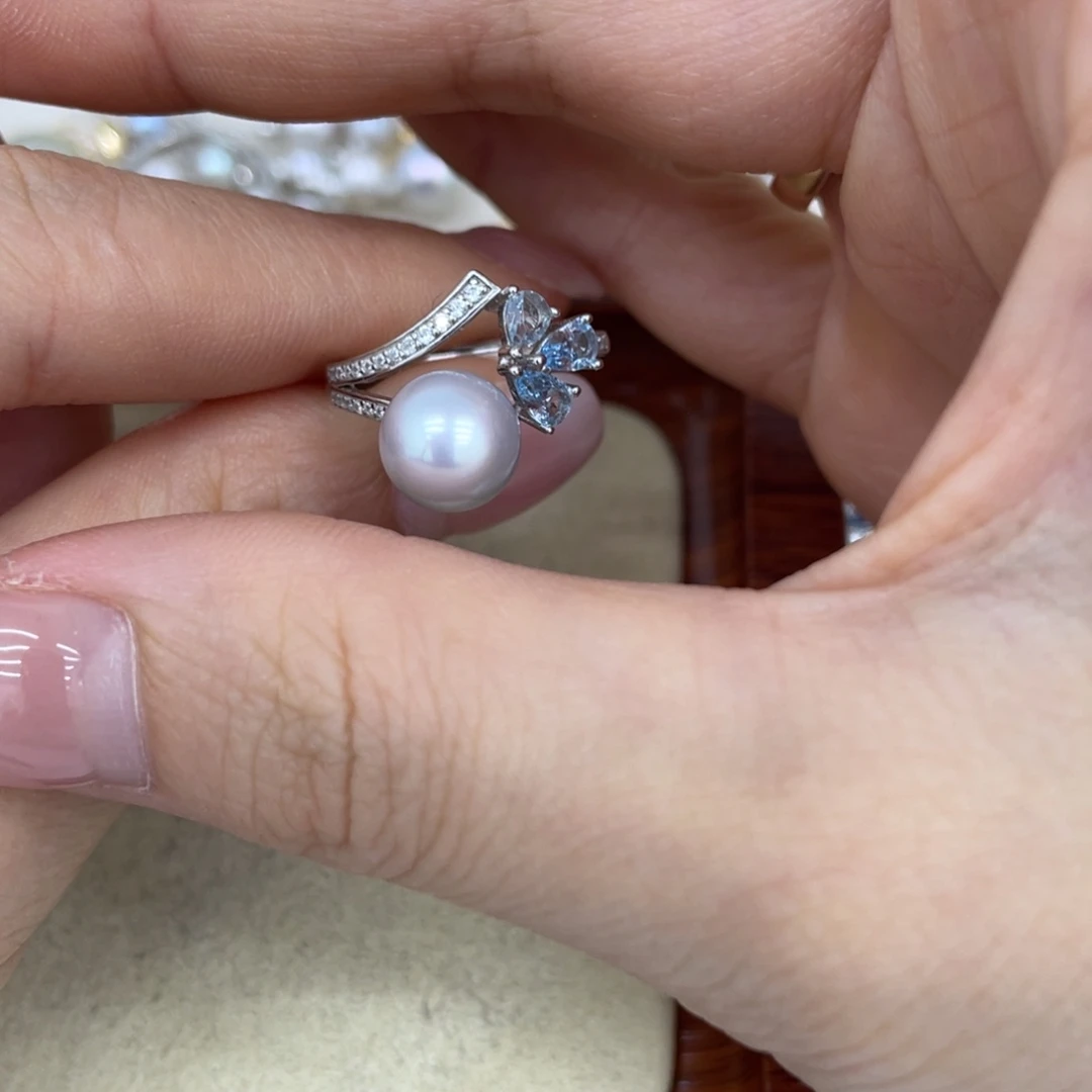 银S925镶嵌海水珍珠戒指