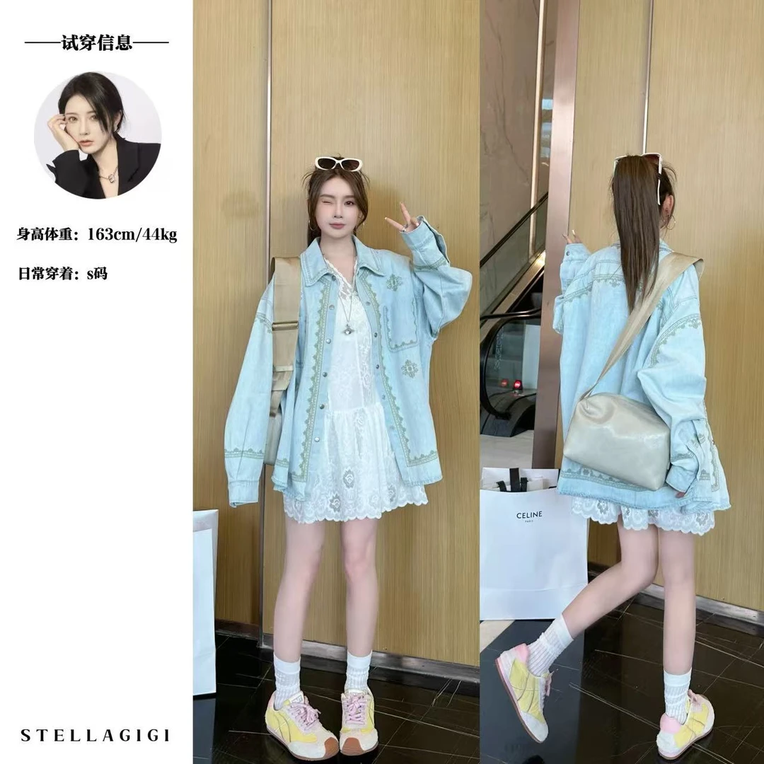 SG / 杨依姗 SS超级重工 万针刺绣花纹牛仔衬衣外套WT-20250615