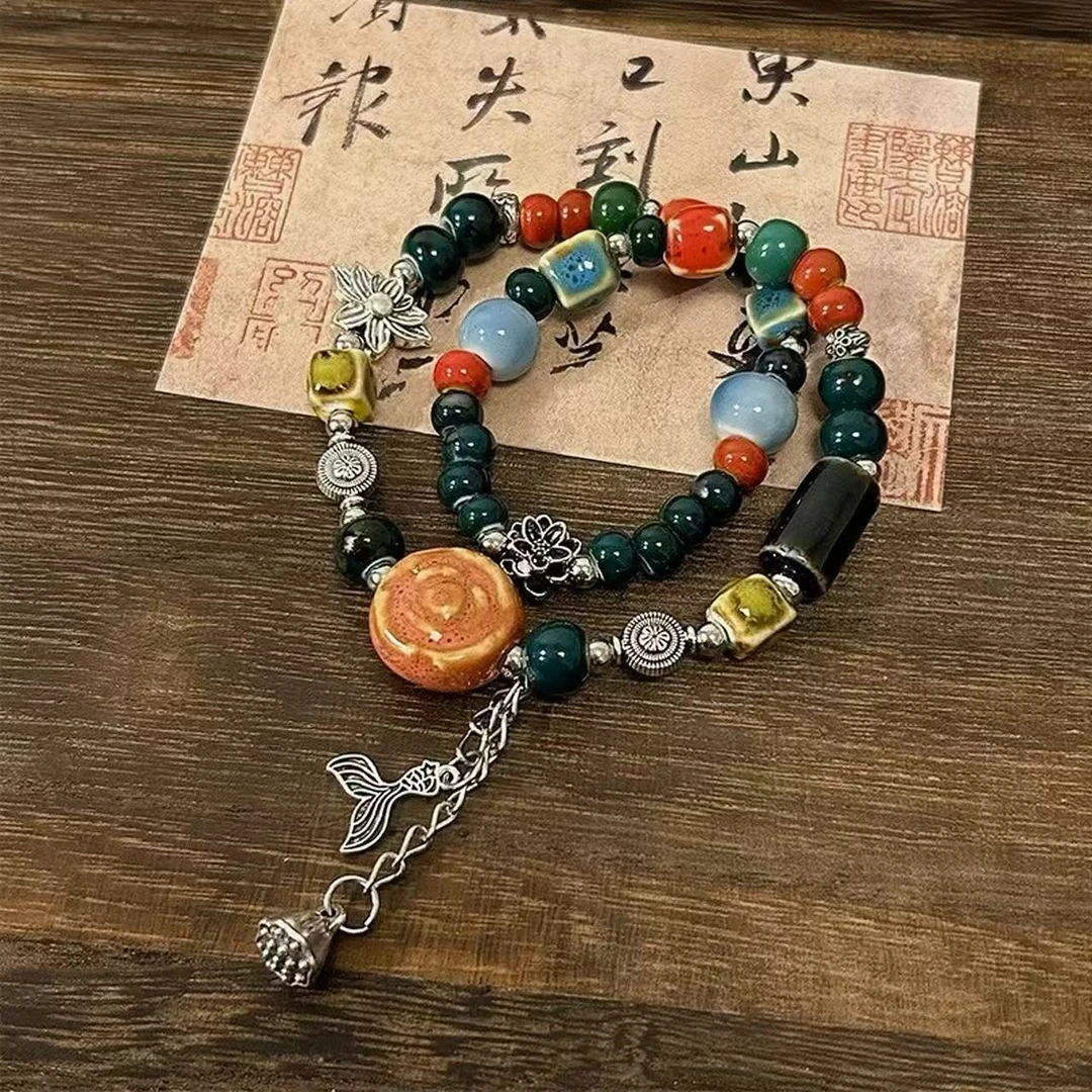 非金属陶瓷手链 高颜值重工款情侣新中式ins风超百搭手工陶瓷手链