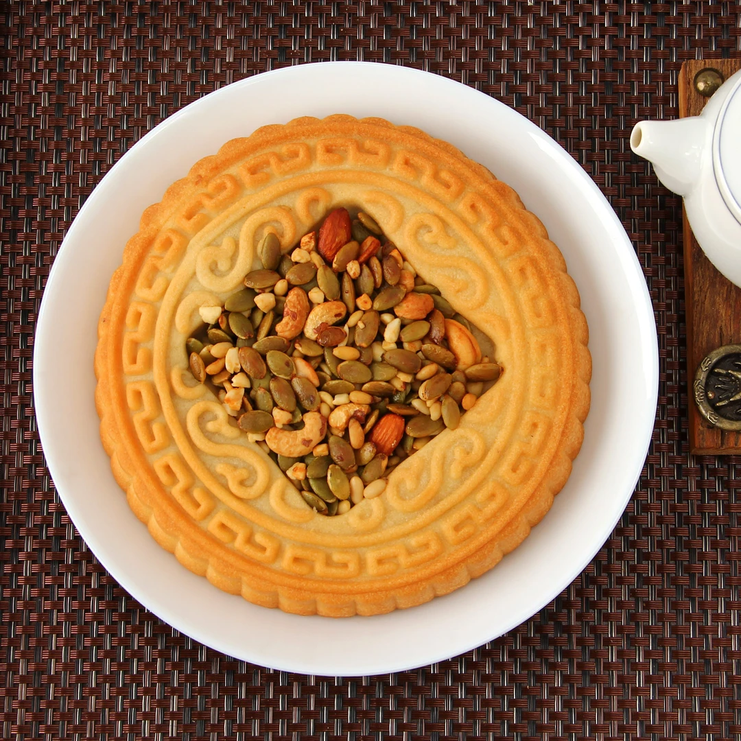 河南杨家将传统老式八仁中秋老月饼广式皮薄馅足京式口味糕点零食