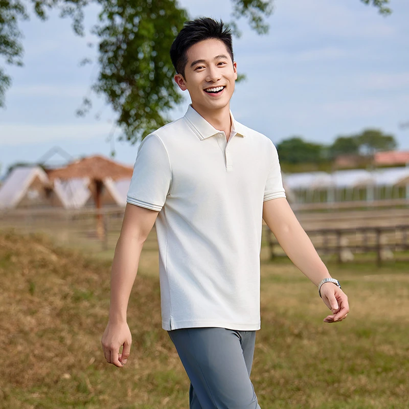 鼓波工艺 夏重磅短袖polo衫男翻领纯色基础款半袖t恤商务休闲体恤